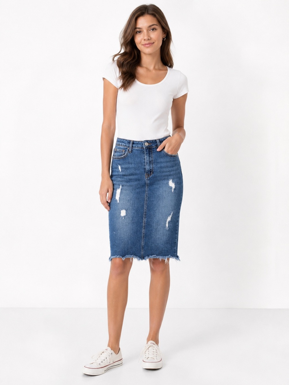 Risen denim skirt size medium jean skirt